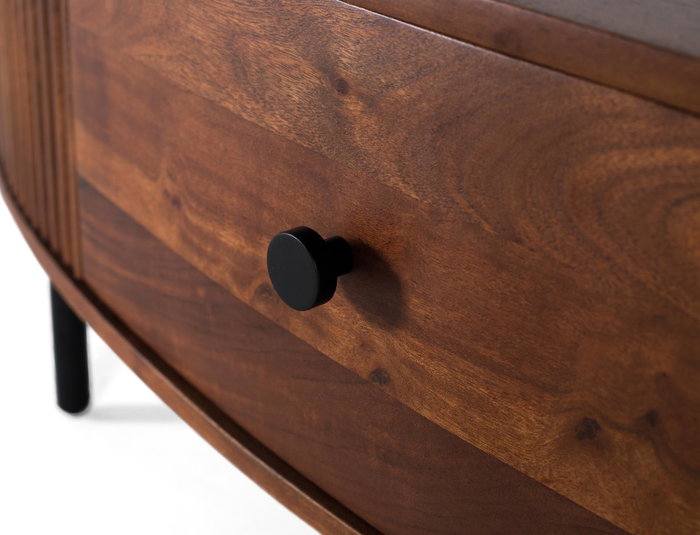 GINER Y COLOMER Table basse avec 1 tiroir en bois d'acacia et métal - Cerisier